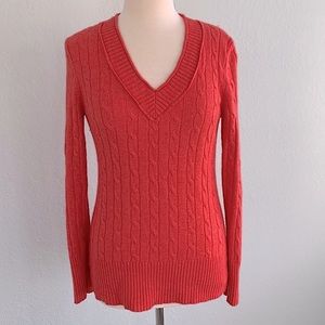LOFT Cable Rabbit Hair V-Neck Sweater